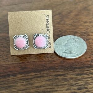 Pink Conch Sterling Silver Stud Earrings